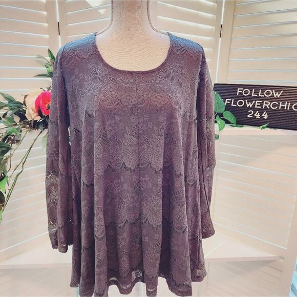 Altar'd State Gray Lace Tunic Short Casual Dress Size Small - Picture 1 of 9